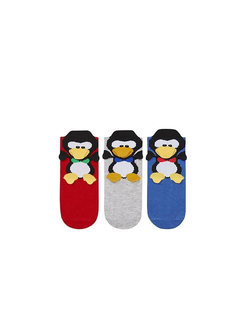 BROSS 3D PENGUIN PATTERNED  BABIES SOCKS ASORTY