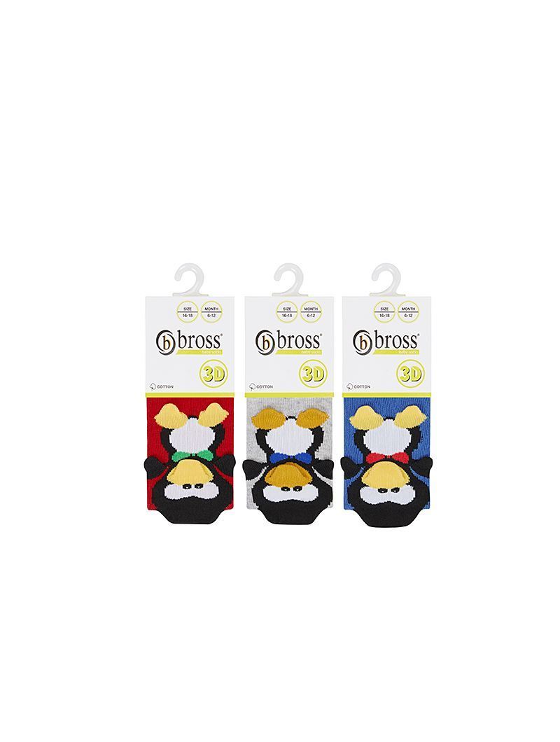 BROSS 3D PENGUIN PATTERNED  BABIES SOCKS ASORTY