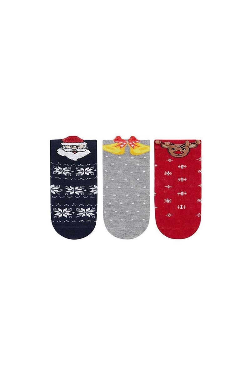 BROSS 3D SANTA CLAUS WITH HAT BABY SOCKS ASORTY