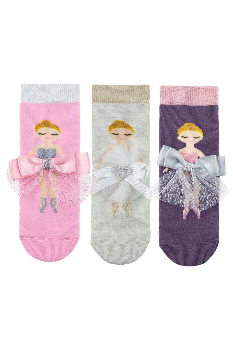 BROSS ACCESSORIZED PRINCESS PATTERN GIRLS TERRY SOCKS ASORTY