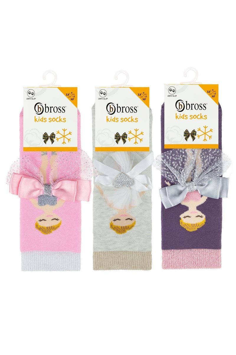 BROSS ACCESSORIZED PRINCESS PATTERN GIRLS TERRY SOCKS ASORTY