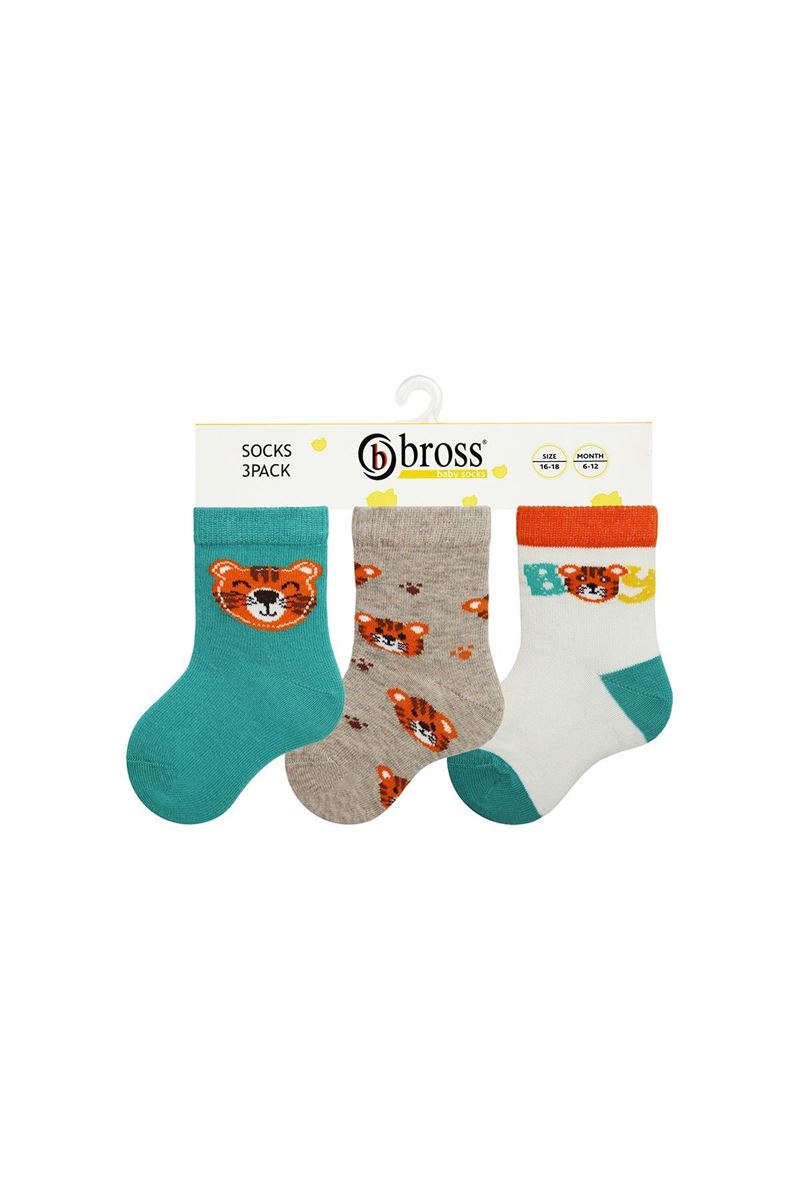 BROSS BEAR PATTERNED BABY SOCKS ASORTY