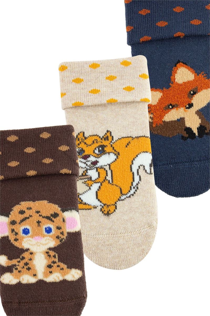 BROSS DARK 3 ANIMALS BABY BOYS’ TERRY SOCKS ASORTY