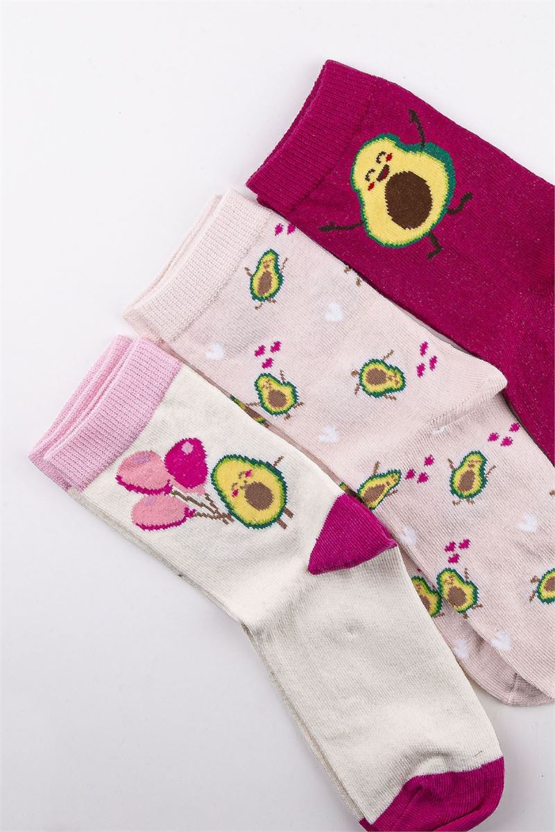 BROSS GIRL CREW SOCKS AVOCADO PATTERNED ASORTY