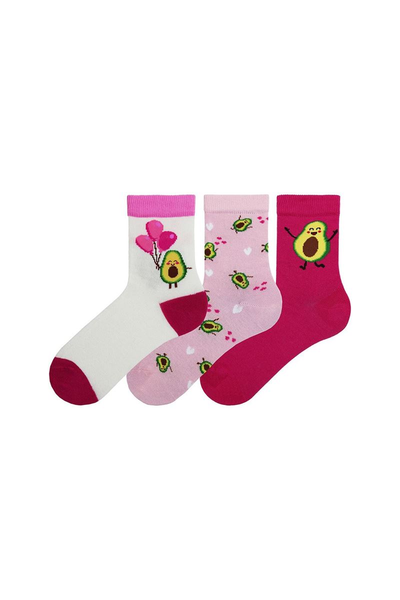 BROSS GIRL CREW SOCKS AVOCADO PATTERNED ASORTY