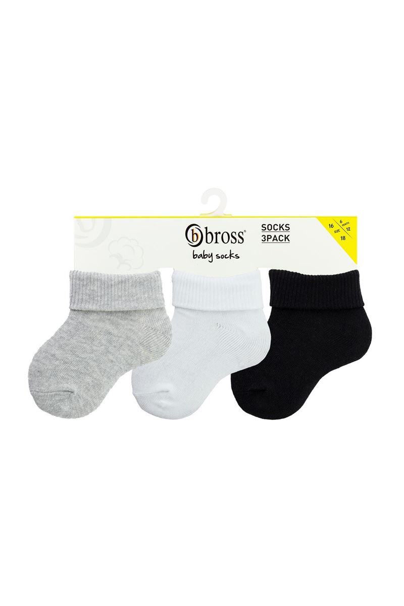 BROSS BABY ANKLE SOCKS ROLLTOP PRINTLESS ASORTY