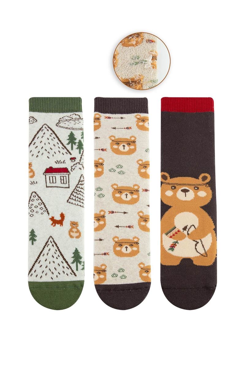 BROSS HUNTER BEAR BOYS’ TERRY SOCKS ASORTY