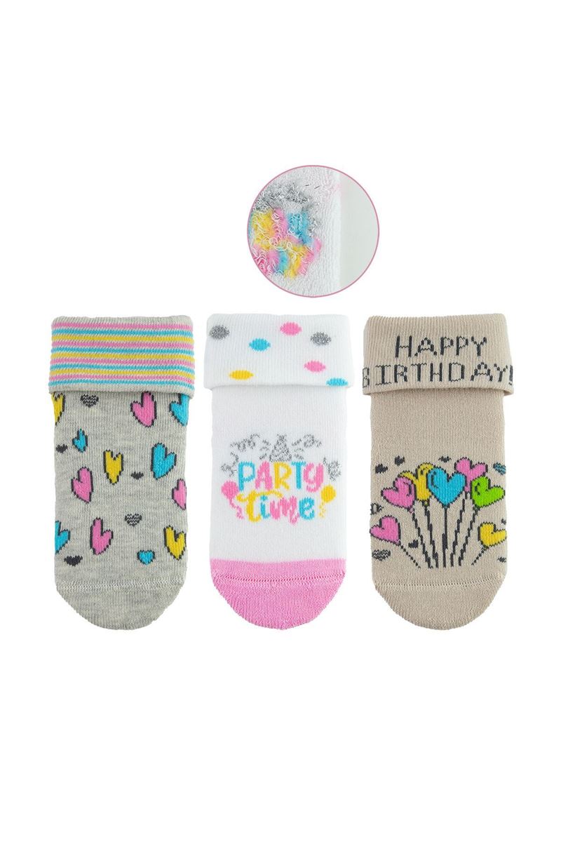 BROSS HAPPY BIRTHDAY BABY GIRLS’ TERRY SOCKS ASORTY