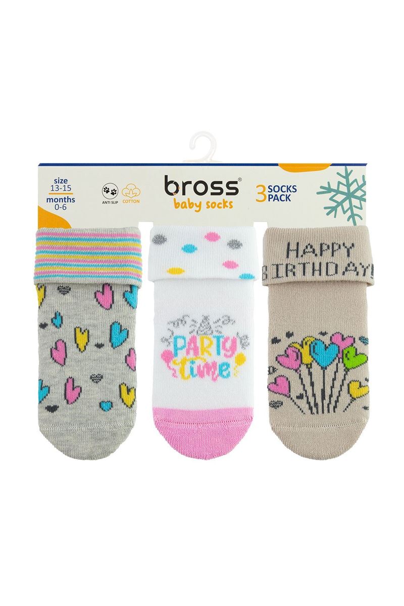 BROSS HAPPY BIRTHDAY BABY GIRLS’ TERRY SOCKS ASORTY