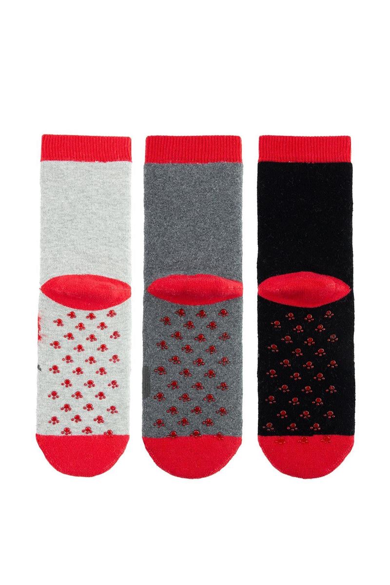 BROSS RED WINTER ANIMALS BOYS’ TERRY SOCKS ASORTY