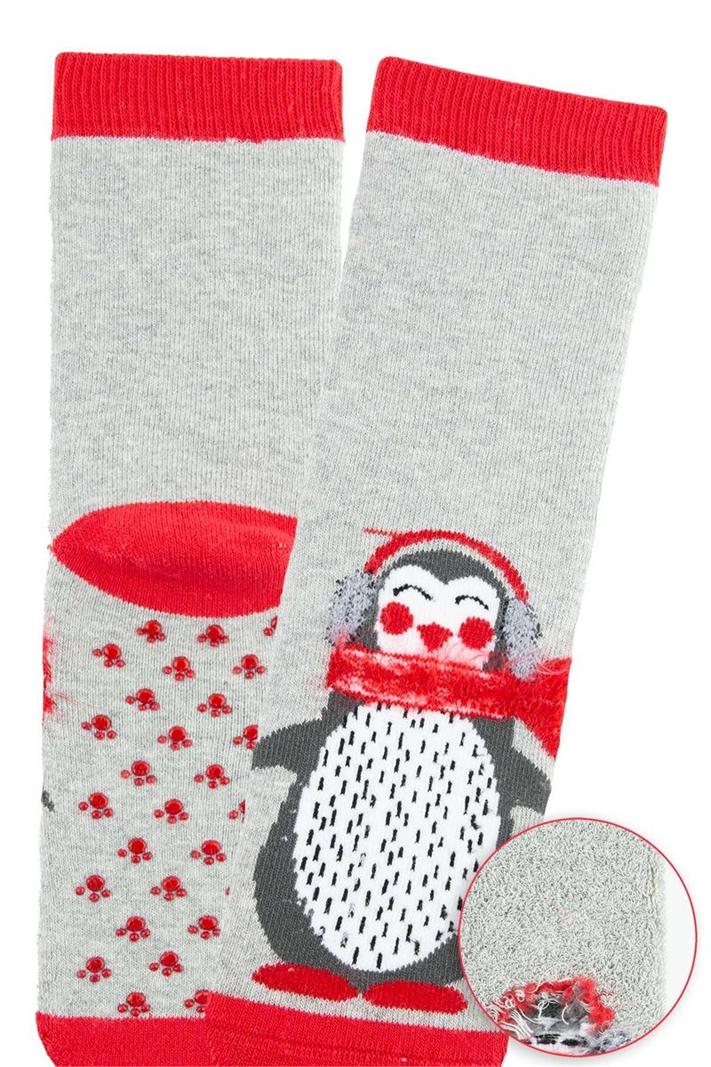 BROSS RED WINTER ANIMALS BOYS’ TERRY SOCKS ASORTY