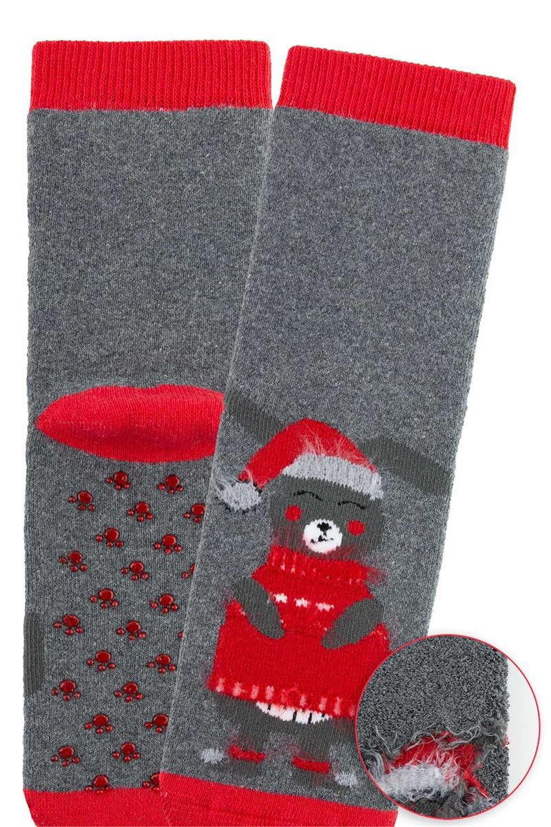 BROSS RED WINTER ANIMALS BOYS’ TERRY SOCKS ASORTY