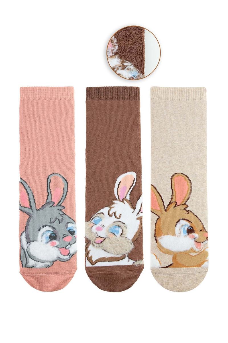 BROSS PINKY RABBIT GIRLS’ TERRY SOCKS ASORTY