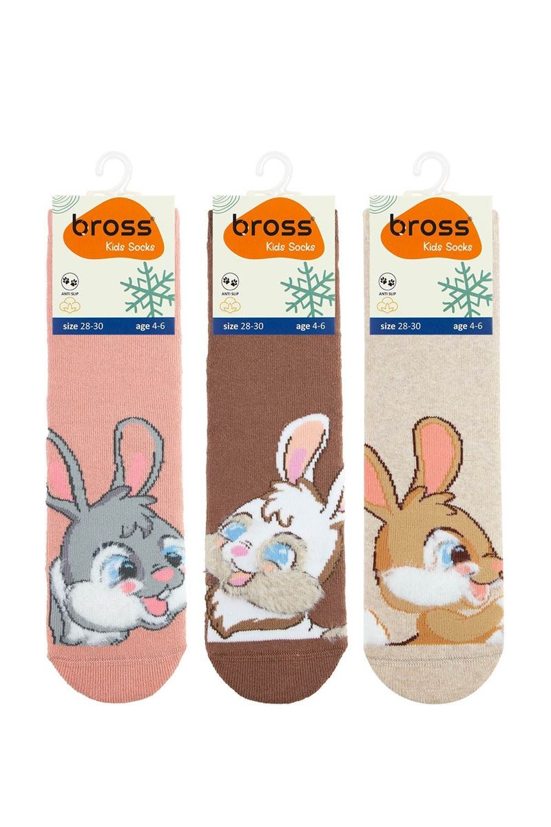 BROSS PINKY RABBIT GIRLS’ TERRY SOCKS ASORTY