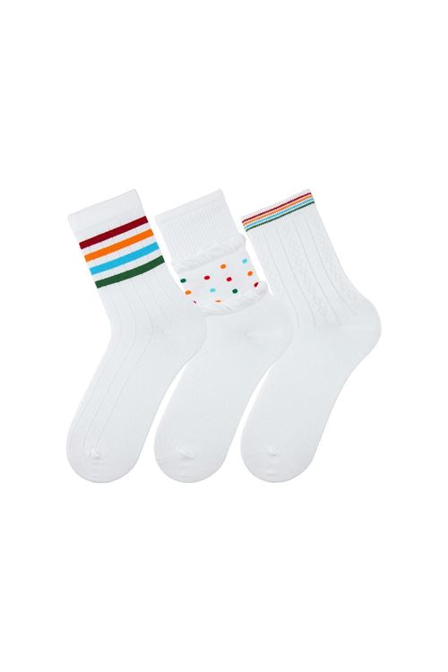 Women White Crew Socks 12