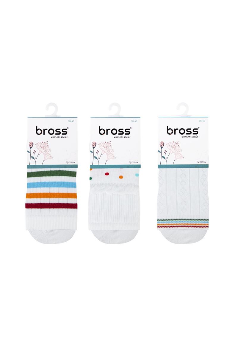 BROSS WOMEN WHITE CREW SOCKS ASORTY