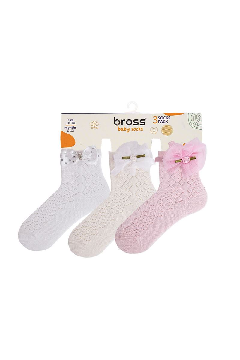 BROSS BABY GIRLS NET SOCKS WITH FLOWER ACCESSORY ASORTY