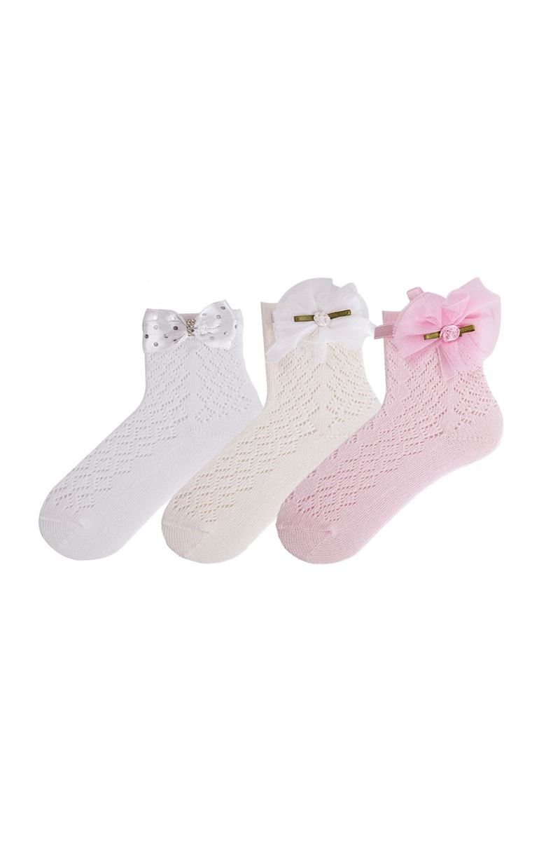 BROSS BABY GIRLS NET SOCKS WITH FLOWER ACCESSORY ASORTY