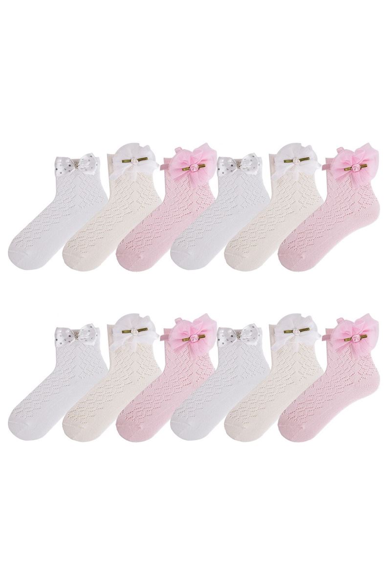 BROSS BABY GIRLS NET SOCKS WITH FLOWER ACCESSORY ASORTY