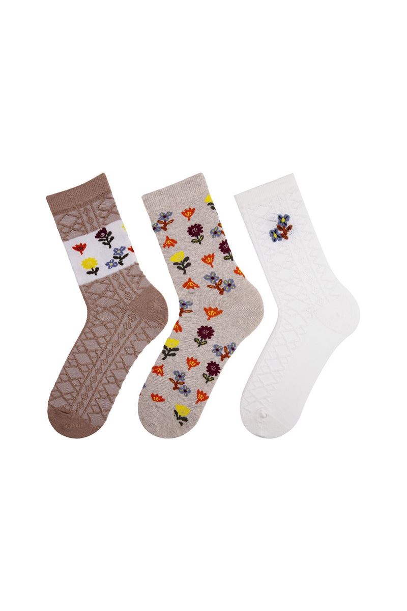 BROSS WOMEN FLOWERS CREW SOCKS ASORTY