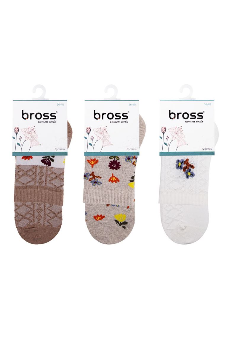 BROSS WOMEN FLOWERS CREW SOCKS ASORTY