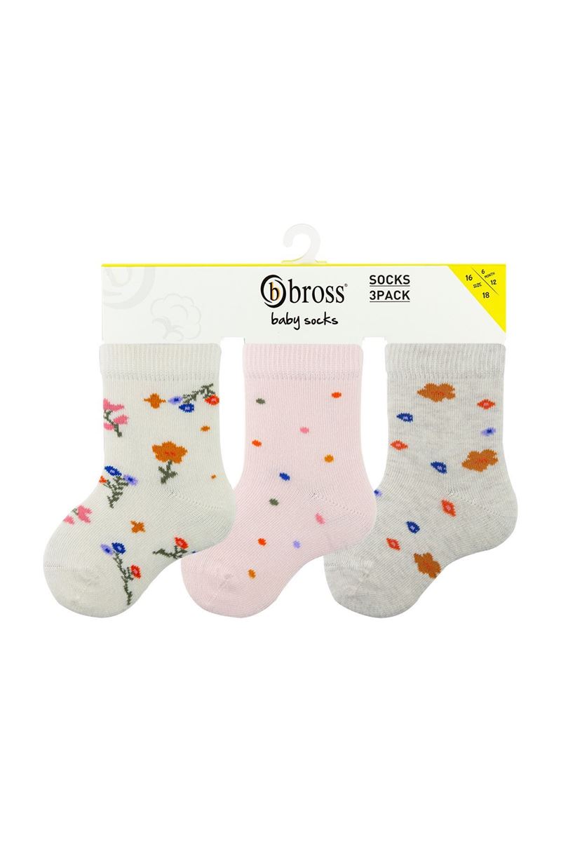 BROSS BABY GIRL ANKLE SOCKS FLOWER PATTERNED ASORTY