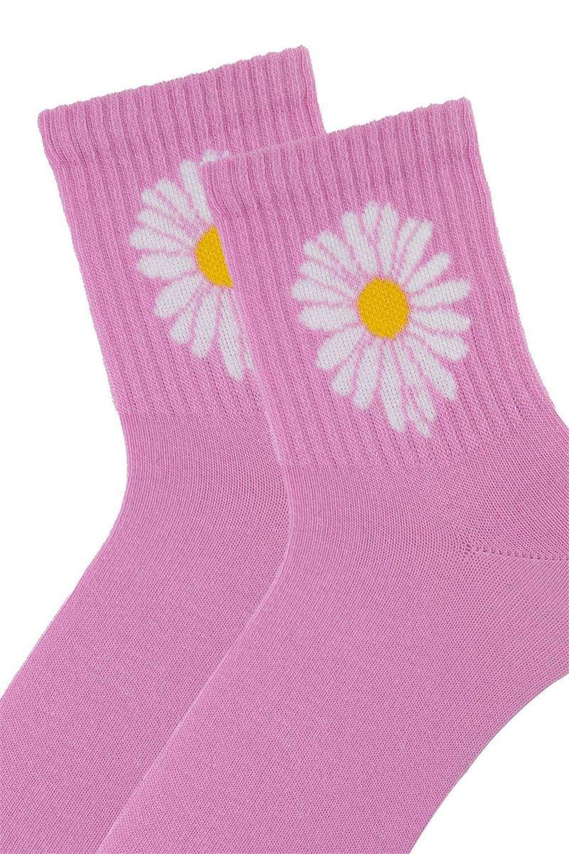 BROSS GIRL MID-CALF SOCKS DAISY PATTERNED ASORTY