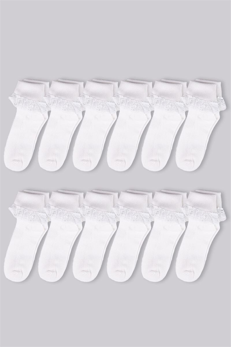 BROSS GIRLS' LACE SOCKS WHITE