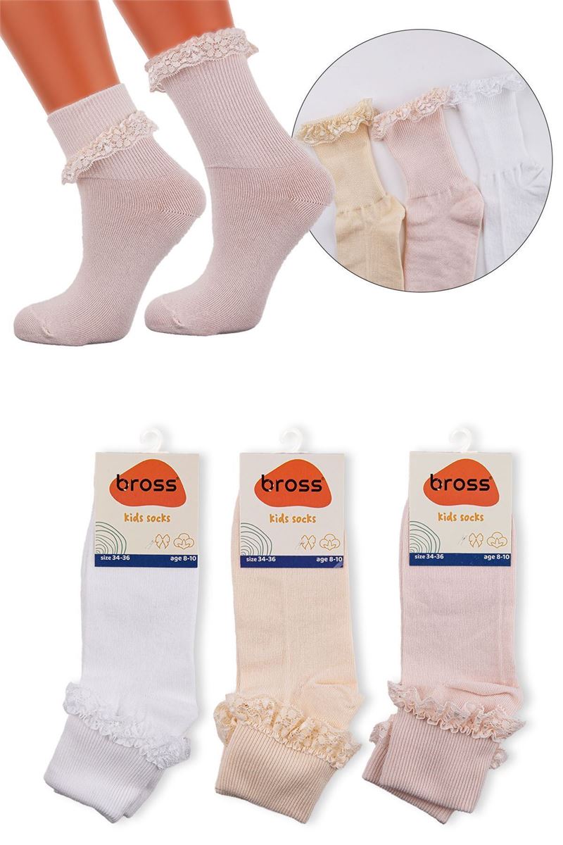 BROSS KIDS LACY CREW SOCKS ASORTY