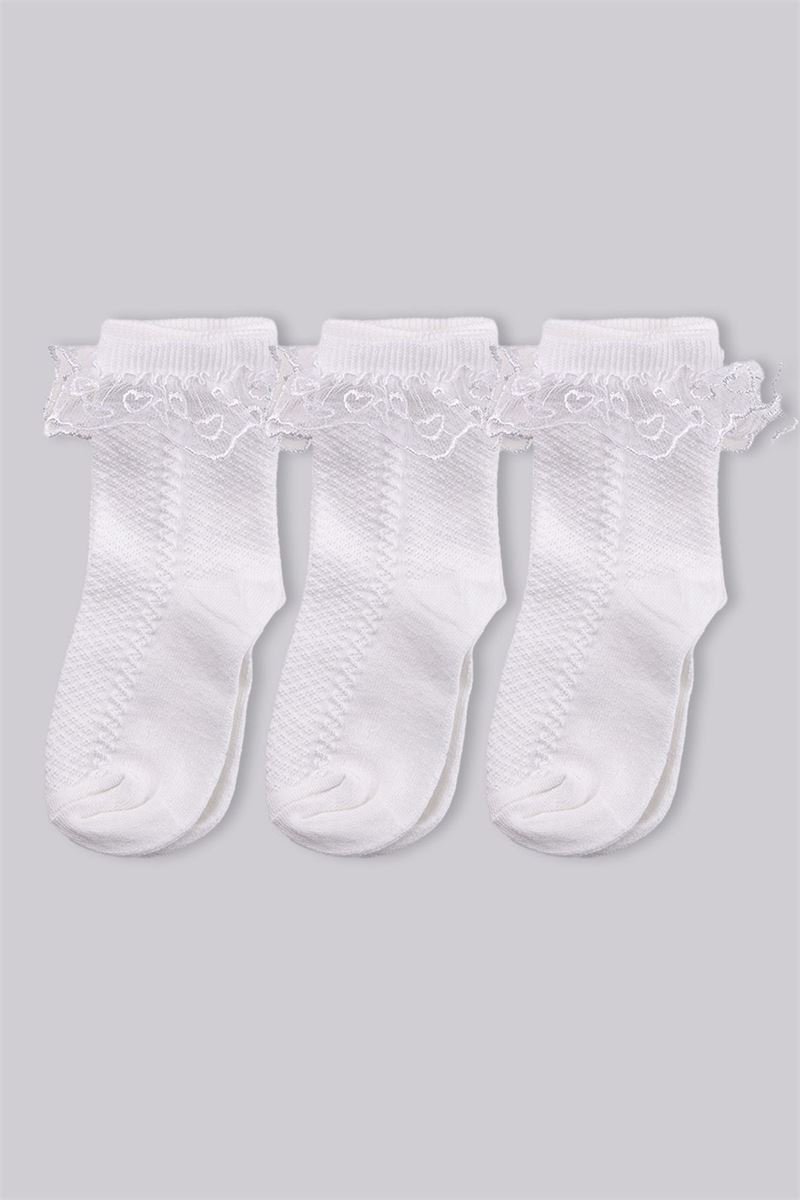 BROSS KIDS LACE CREW SOCKS WHITE