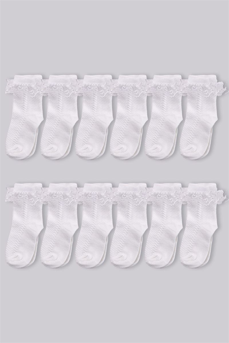 BROSS KIDS LACE CREW SOCKS WHITE