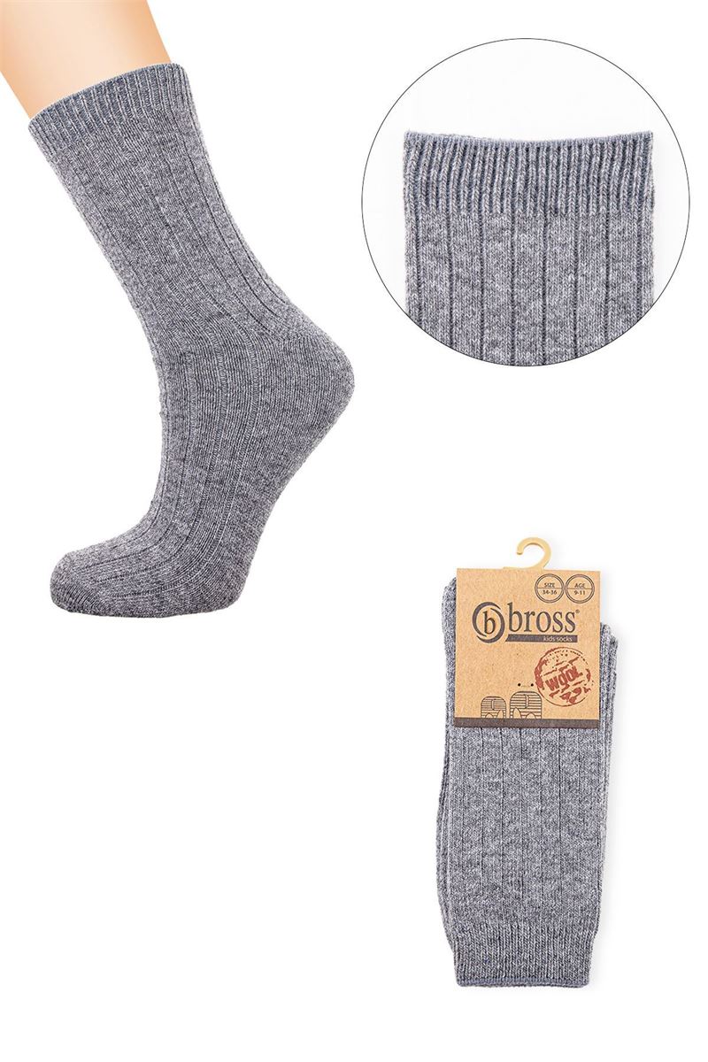 BROSS DERBY WOOL BOYS  SOCKS GRAY MELANGE