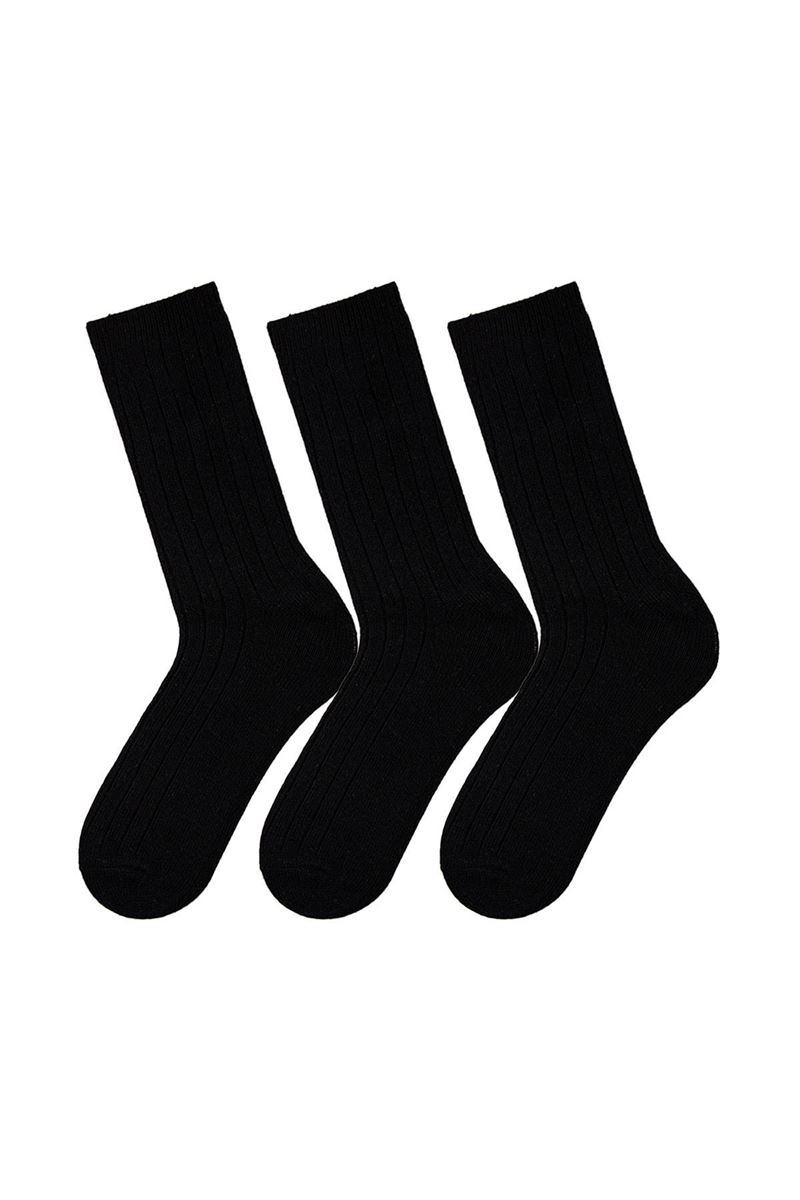 BROSS PLAIN WOOL WOMEN SOCKS BLACK