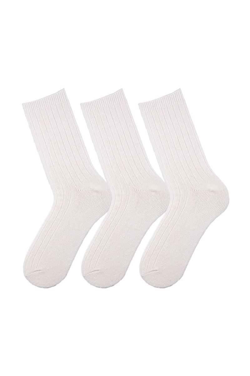 BROSS PLAIN WOOL WOMEN SOCKS ECRU