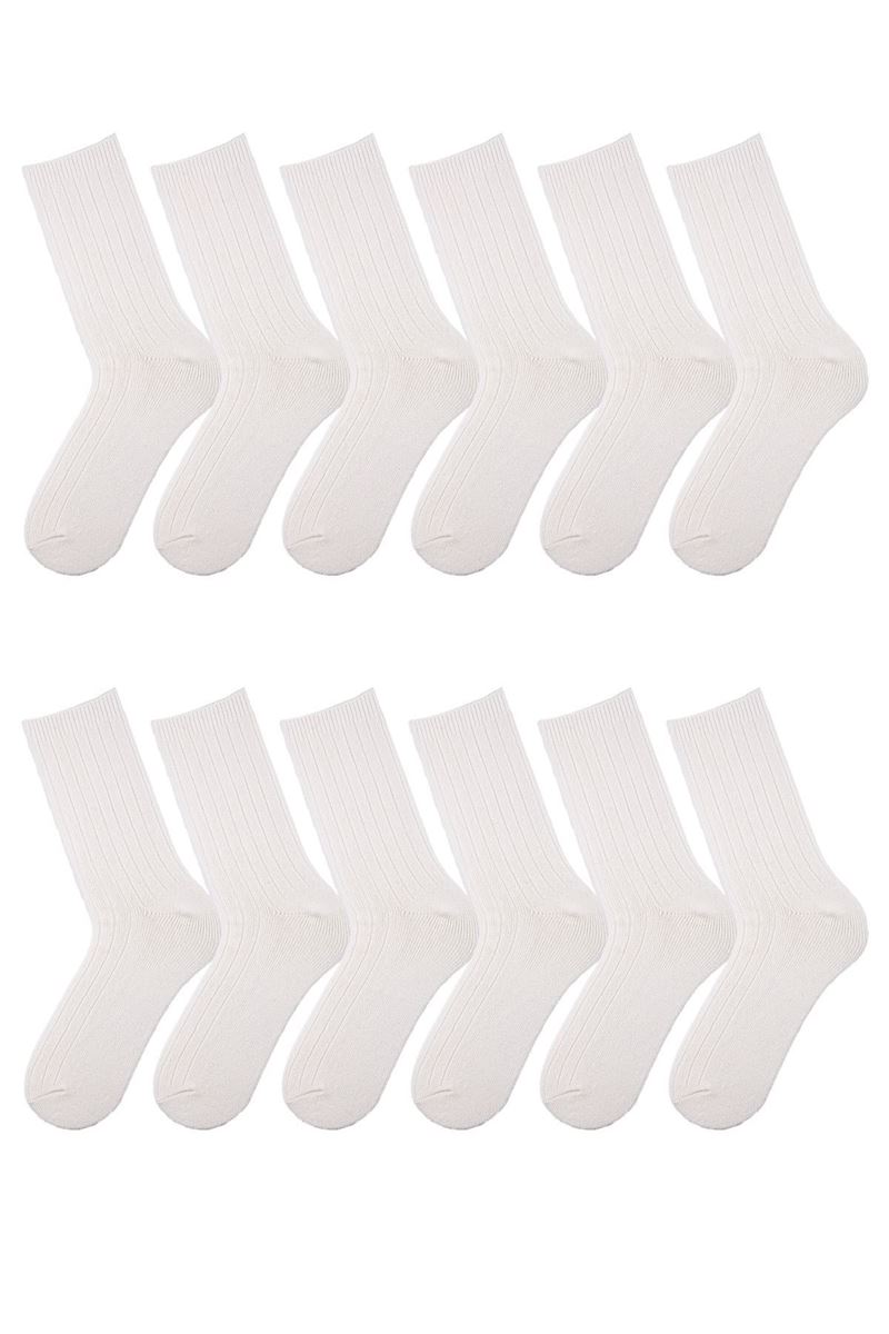 BROSS PLAIN WOOL WOMEN SOCKS ECRU