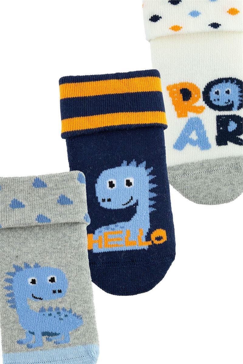 BROSS ROAR DINOSAUR BABY BOYS’ TERRY SOCKS ASORTY