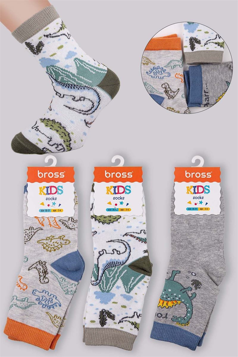 BROSS KIDS DINO CREW SOCKS ASORTY