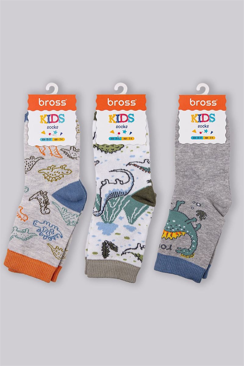 BROSS KIDS DINO CREW SOCKS ASORTY