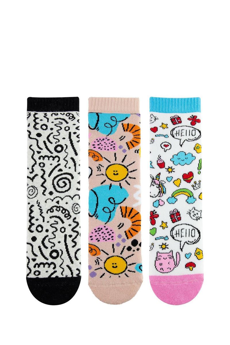 BROSS MIXED COLORFUL GIRLS’ TERRY SOCKS ASORTY