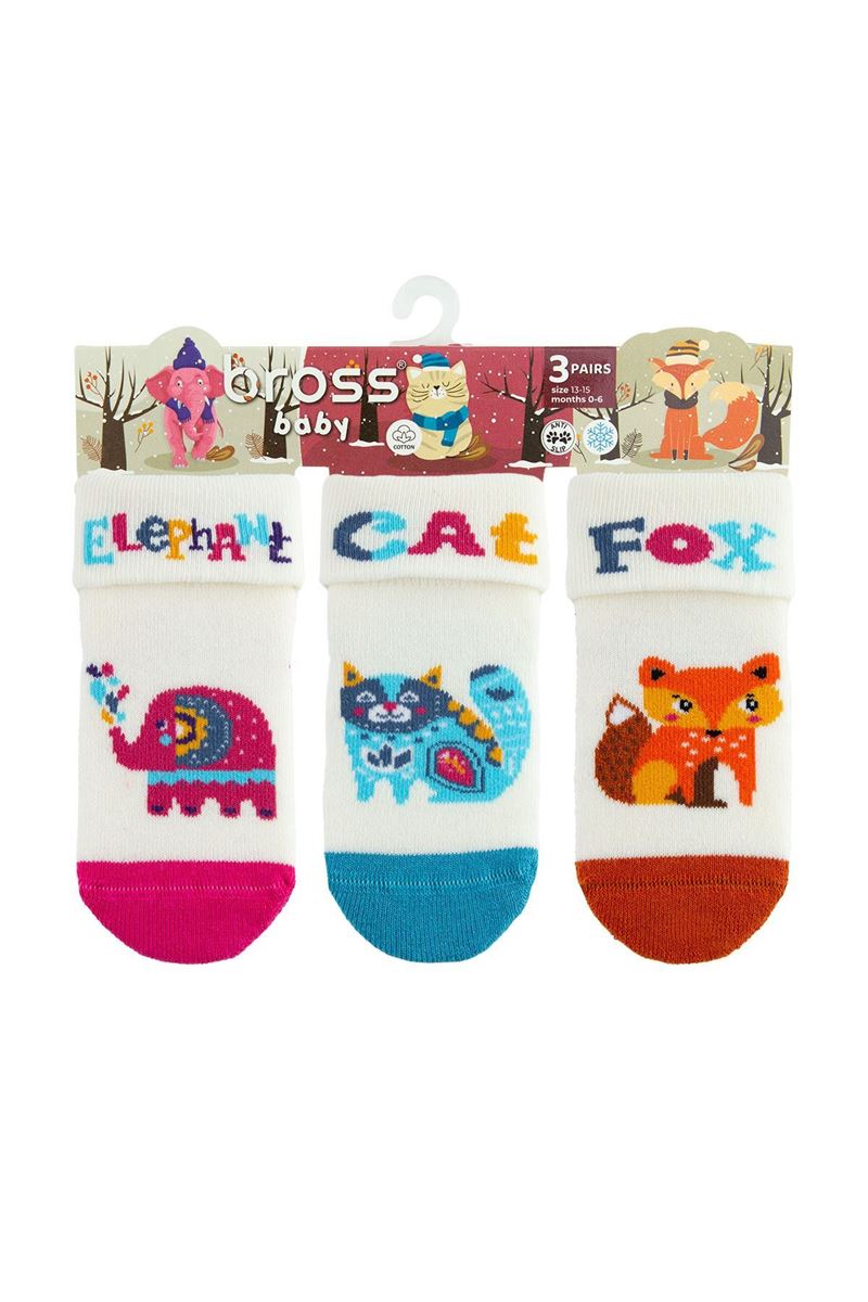 BROSS COLORFUL ANIMAL BABY GIRLS’ TERRY SOCKS ASORTY