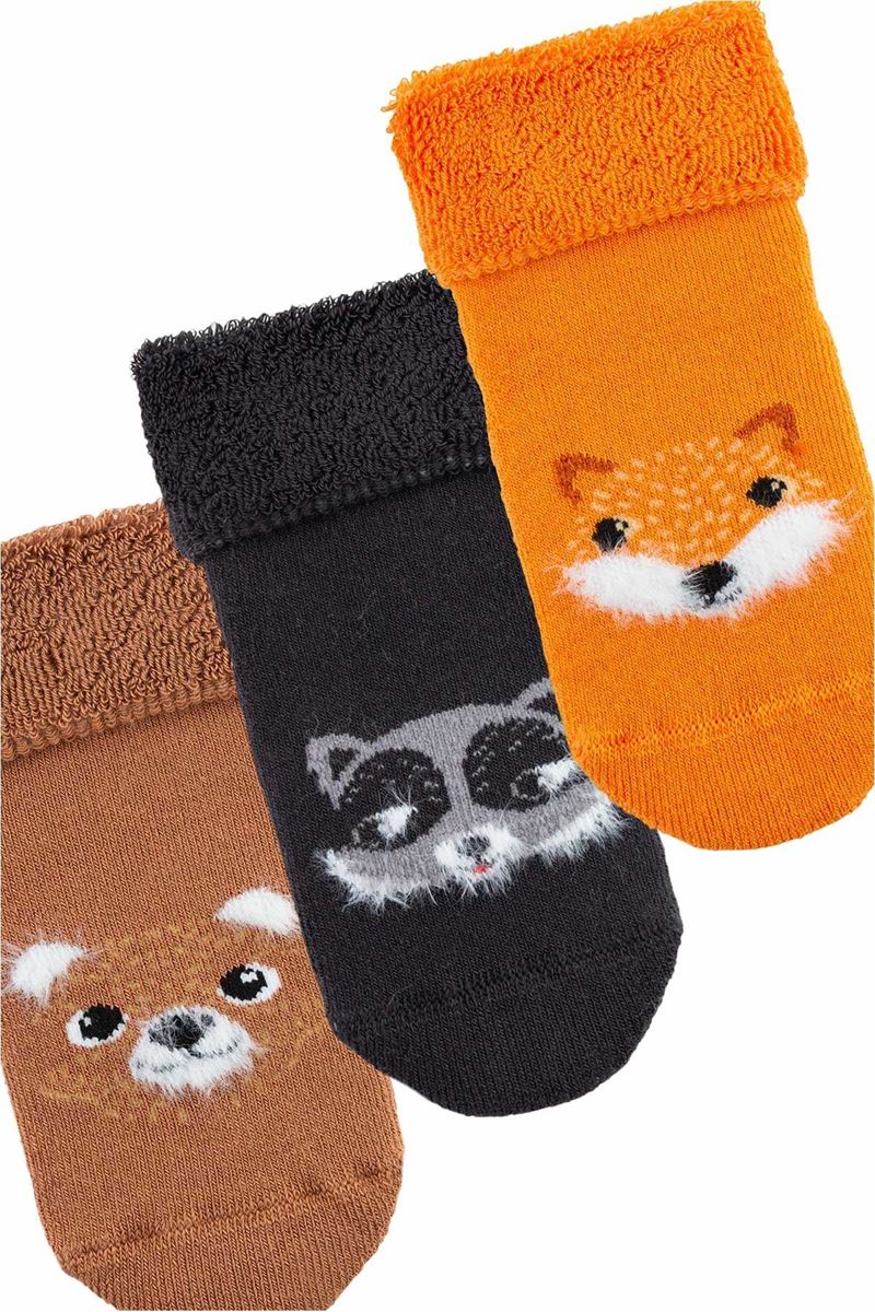 BROSS OPEN 3 ANIMALS BABY BOYS’ TERRY SOCKS ASORTY