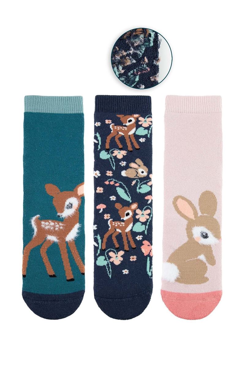 BROSS RABBIT & DEER GIRLS’ TERRY SOCKS ASORTY