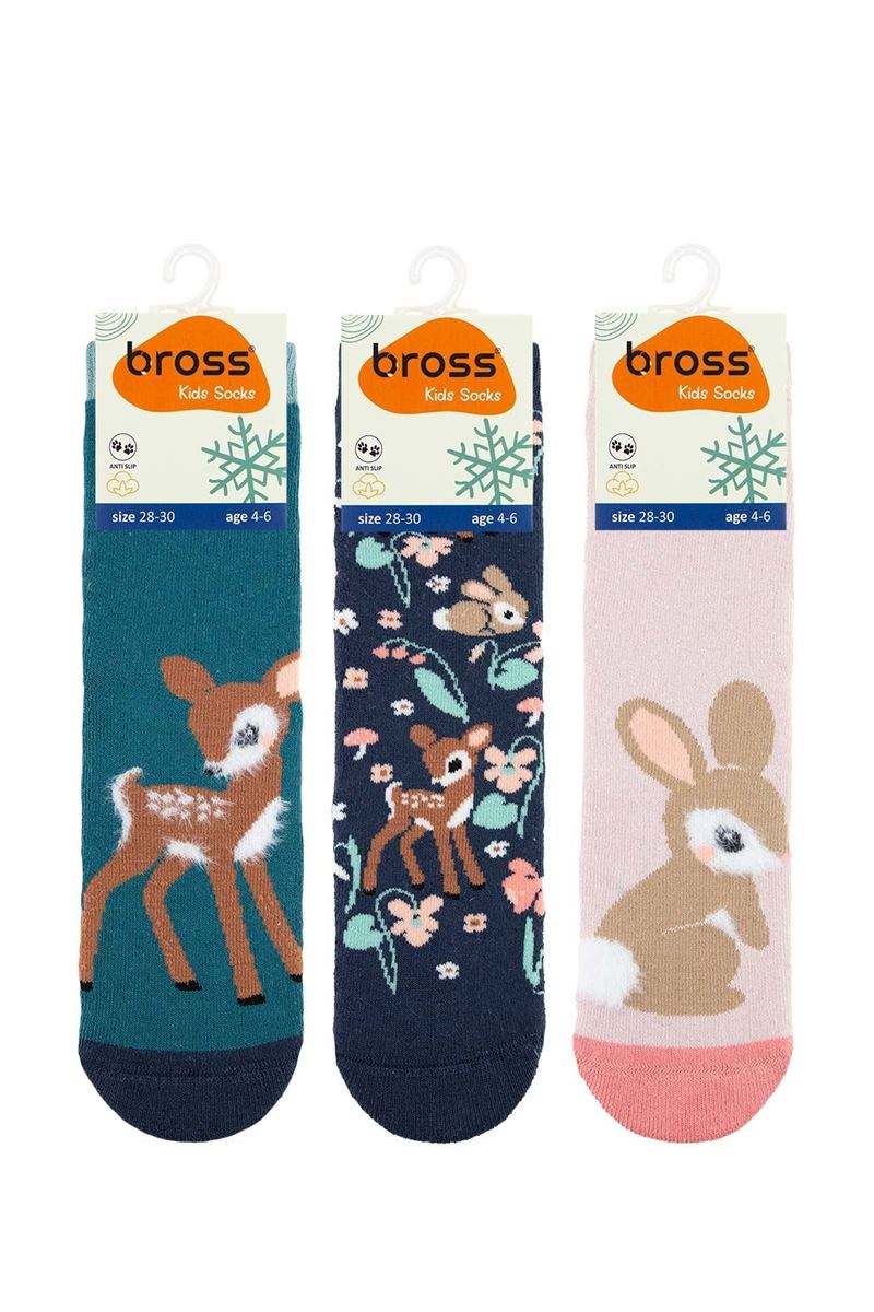 BROSS RABBIT & DEER GIRLS’ TERRY SOCKS ASORTY