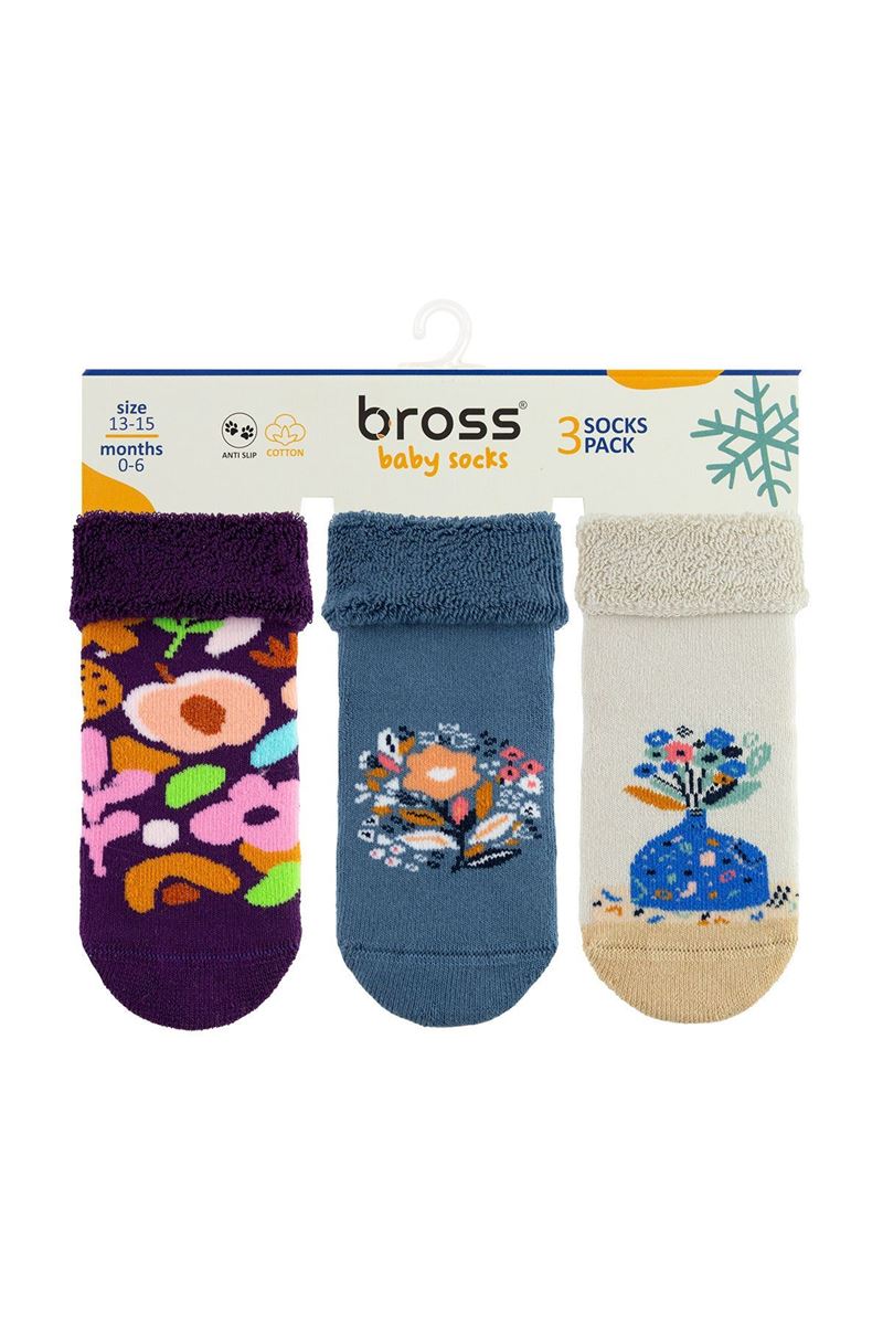 BROSS FLOWER BABY GIRLS’ TERRY SOCKS ASORTY