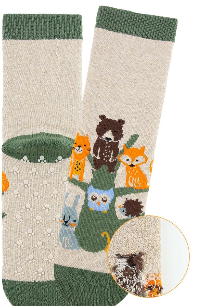 BROSS LIGHT COLOR ANIMAL BOYS’ TERRY SOCKS ASORTY