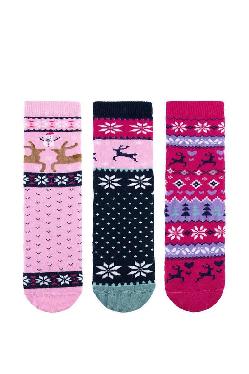 BROSS PINK DEER GIRLS’ TERRY SOCKS ASORTY