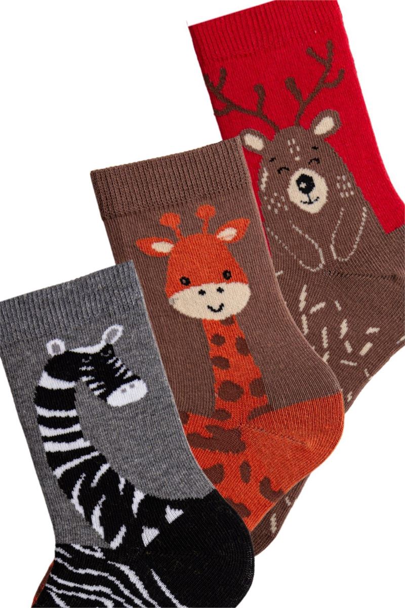 BROSS KIDS ANIMAL PATTERNED CREW SOCKS ASORTY