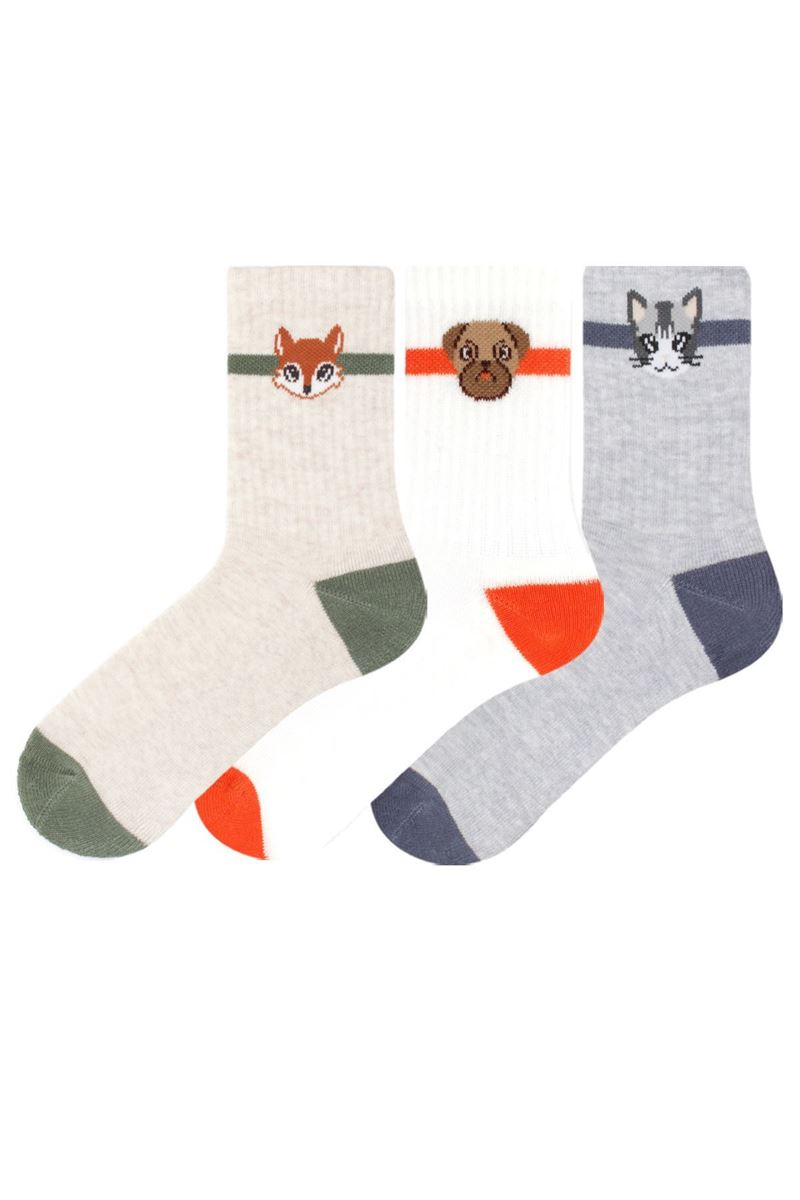 BROSS ANIMALS PATTERNED BOYS TERRY SOCKS ASORTY