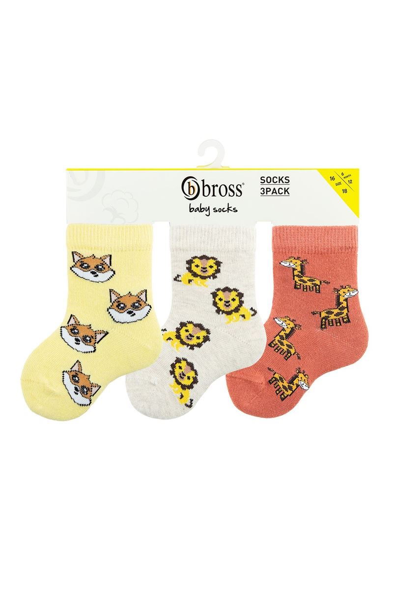 BROSS BABY BOY ANKLE SOCKS JUNGLE PATTERNED ASORTY