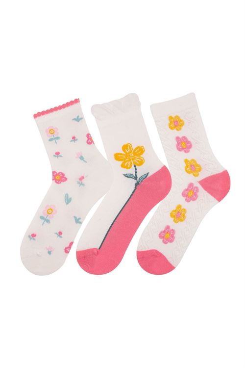 Girls Flower Crew Socks 12